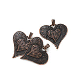 2pcs Red Copper Heart Charms Pendants For Jewelry Making 61*64mm