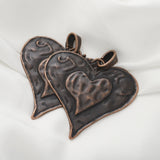 2pcs Red Copper Heart Charms Pendants For Jewelry Making 61*64mm