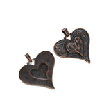 2pcs Red Copper Heart Charms Pendants For Jewelry Making 61*64mm
