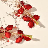 2pcs Red Flower Hair Clip Barrettes Bride Wedding Party Headdress Accessories