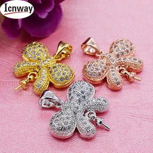 2pcs Rhinestone Inlay Gold&Silver Plated Pendant 2*2cm DIY Bracelet Necklace