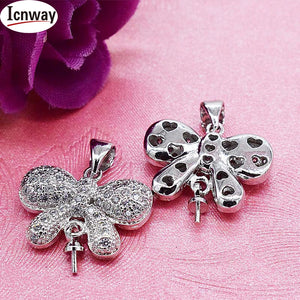 2pcs Rhinestone Inlay Gold&Silver Plated Pendant 2*2cm DIY Bracelet Necklace