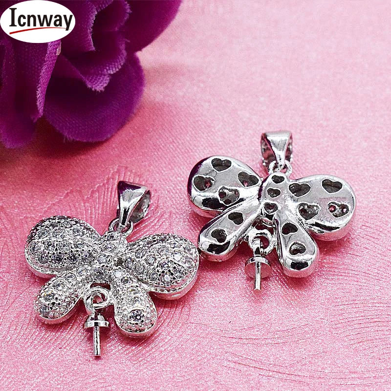 2pcs Rhinestone Inlay Gold&Silver Plated Pendant 2*2cm DIY Bracelet Necklace