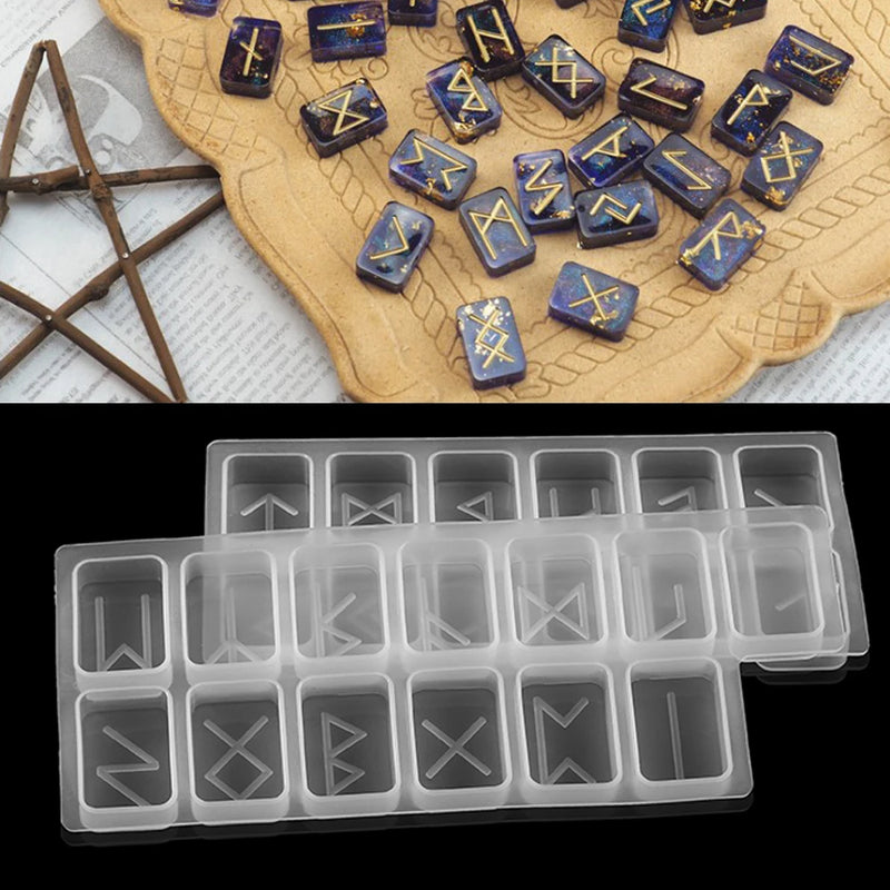 2pcs Runes Character Silicone Molds for DIY Jewelry Making Findings