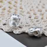 2pcs S999 Fine Silver Pendant - Luck Coin Cat Bead