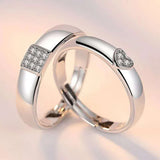 Adjustable Heart-Shaped Crystal Couple Ring Men Women Jewelry