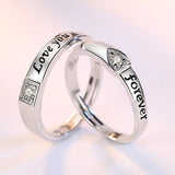 Adjustable Heart-Shaped Crystal Couple Ring Men Women Jewelry