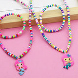 Cartoon Clay Beads Necklace Bracelet Set for Kids Party Gift
