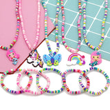 Cartoon Clay Beads Necklace Bracelet Set for Kids Party Gift