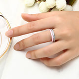 Pink Ceramic Rings with Half Rhinestone for Women Men