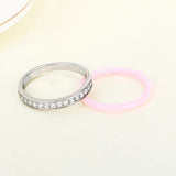 Pink Ceramic Rings with Half Rhinestone for Women Men