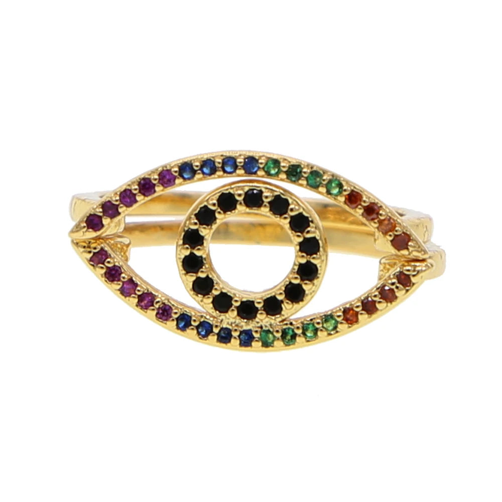 Rainbow Eye Ring Set for Women Girls Evil Eye Jewelry