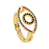 Rainbow Eye Ring Set for Women Girls Evil Eye Jewelry