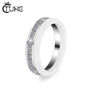 2pcs Set Rhinestone Stainless Steel Women Ring Random Style Ceramic Rings