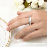 2pcs Set Rhinestone Stainless Steel Women Ring Random Style Ceramic Rings