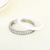 2pcs Set Rhinestone Stainless Steel Women Ring Random Style Ceramic Rings
