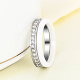2pcs Set Rhinestone Stainless Steel Women Ring Random Style Ceramic Rings