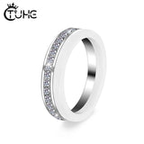2pcs Set Rhinestone Stainless Steel Women Ring Random Style Ceramic Rings