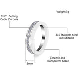 2pcs Set Rhinestone Stainless Steel Women Ring Random Style Ceramic Rings