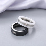 2pcs/Set Ceramic Rings For Women with 1 Row Crystal Wedding Party Sexy Ring