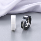 2pcs/Set Ceramic Rings For Women with 1 Row Crystal Wedding Party Sexy Ring