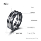 2pcs/Set Ceramic Rings For Women with 1 Row Crystal Wedding Party Sexy Ring