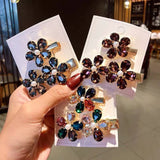 2pcs/Set Shining Crystal Flower Hairpins Sweet Hair Clips Barrettes Headband