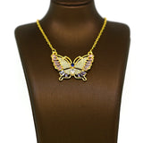 CZ Butterfly Charms Necklace High CZ Paved Sparking Bling Jewelry