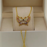 CZ Butterfly Charms Necklace High CZ Paved Sparking Bling Jewelry