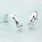 2pcs Silver 5mm Round Leather Heart Half Bangles DIY Hooks Clasp Bracelets