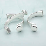 2pcs Silver 5mm Round Leather Heart Half Bangles DIY Hooks Clasp Bracelets