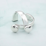 2pcs Silver 5mm Round Leather Heart Half Bangles DIY Hooks Clasp Bracelets