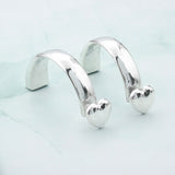 2pcs Silver 5mm Round Leather Heart Half Bangles DIY Hooks Clasp Bracelets