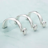 2pcs Silver 5mm Round Leather Heart Half Bangles DIY Hooks Clasp Bracelets
