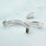 2pcs Silver 5mm Round Leather Heart Half Bangles DIY Hooks Clasp Bracelets