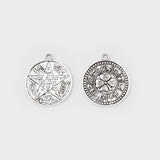 2pcs Silver Large Tetragrammaton Pentagram Charms Pendant Necklace Talisman