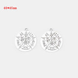 2pcs Silver Large Tetragrammaton Pentagram Charms Pendant Necklace Talisman