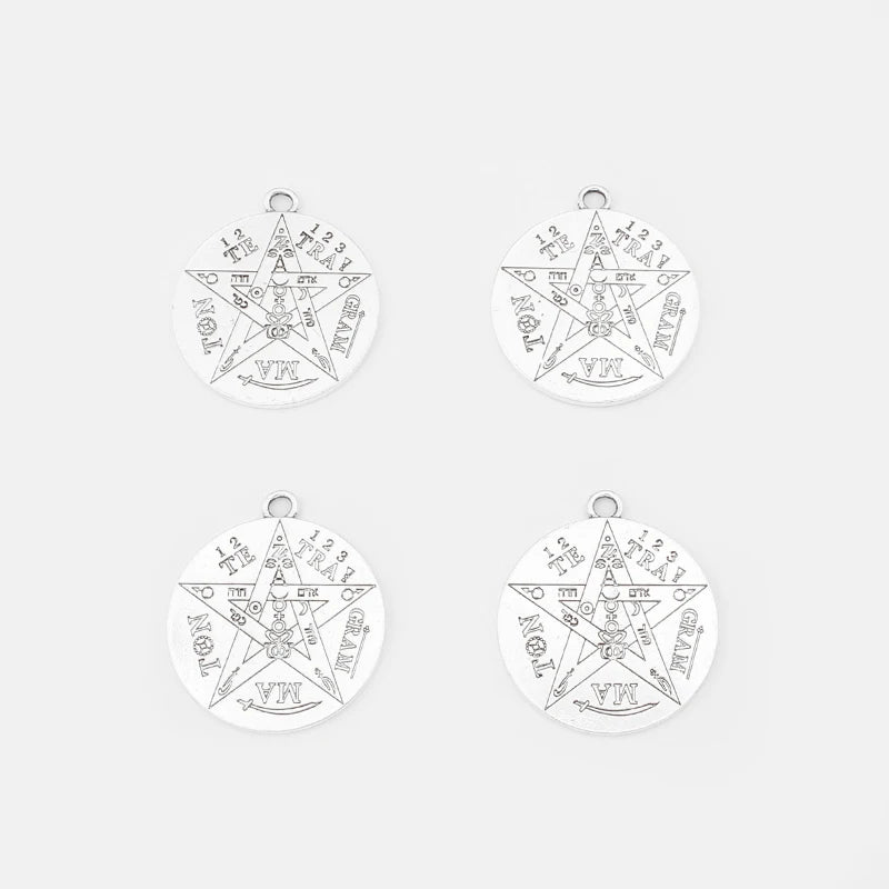 2pcs Silver Large Tetragrammaton Pentagram Charms Pendant Necklace Talisman