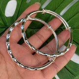 Silver Plated Adjustable Bamboo Bangle Bracelet for Women