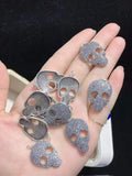 2pcs Silver Plated Micro Skull Pendant Chain Necklace