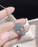 2pcs Silver Plated Micro Skull Pendant Chain Necklace