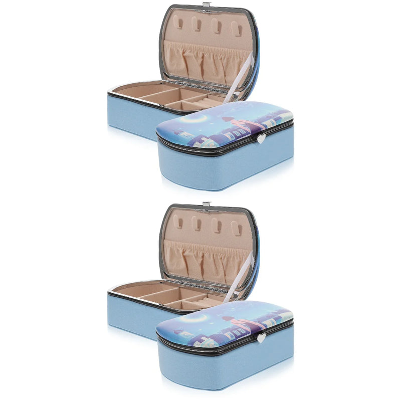 2pcs Travel Jewelry Box Portable Organizer Case for Women