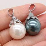 2pcs Shell Pendant Zinc Alloy Lace Pendant 16x16mm