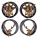 2pcs Stainless Steel Sheep Deer Head Ear Tunnels Gauge Piercing