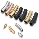 2pcs Stainless Steel Bayonet Clasp PushLock Lace Buckle Leather Cord Clasps