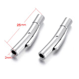 2pcs Stainless Steel Bayonet Clasp PushLock Lace Buckle Leather Cord Clasps