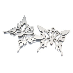 2pcs Stainless Steel Butterfly Charms Pendant DIY Necklace Bracelet Decoration