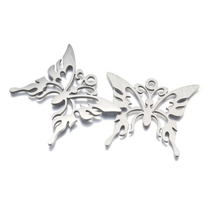 2pcs Stainless Steel Butterfly Charms Pendant DIY Necklace Bracelet Decoration