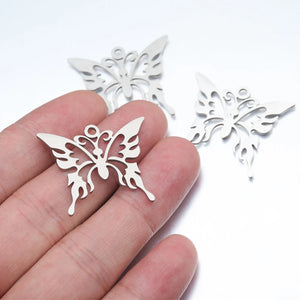 2pcs Stainless Steel Butterfly Charms Pendant DIY Necklace Bracelet Decoration