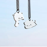 Stainless Steel Cat Necklace Couple Lover Matching Pendants Necklace